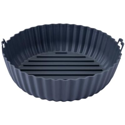 FACKELMANN 19 cm rund luftfritösform, non-stick återanvändbar behållarpanna upp till 230 °C, med handtag för mikrovågsugn, luftfritös och diskmaskin FACKELMANN 19 cm rund luftfritösform, non-stick återanvändbar behållarpanna upp till 230 °C, med handtag för mikrovågsugn, luftfritös och diskmaskin