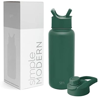 Simple Modern Enkel modern vattenflaska med sugrör och tugglock Isolerad termos i rostfritt stål för sportgym Summit Collection 950 ml Skog Simple Modern Enkel modern vattenflaska med sugrör och tugglock Isolerad termos i rostfritt stål för sportgym Summit Collection 950 ml Skog