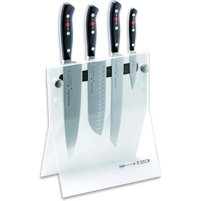 Dick F. Premier Plus 4 Knives 88040110-05 knivblock (4-delad kontorskniv, Santoku köksknivar, brödknivsset, tillverkat av höglegerat stål, lasertestade blad, X50CrMoV15, plasthandtag) Dick F. Premier Plus 4 Knives 88040110-05 knivblock (4-delad kontorskniv, Santoku köksknivar, brödknivsset, tillverkat av höglegerat stål, lasertestade blad, X50CrMoV15, plasthandtag)