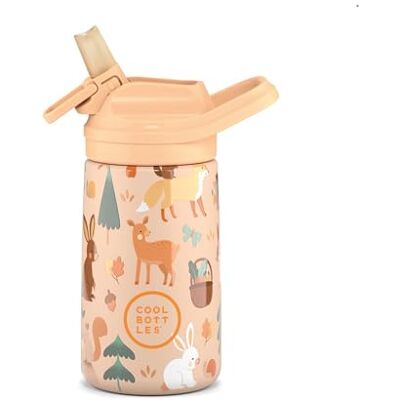 Cool Bottles Vattenflaska i rostfritt stål för barn, isolerad barnflaska håller drycker kalla i 36 timmar och varma i 18 timmar Woodland Buddies 350 ml Cool Bottles Vattenflaska i rostfritt stål för barn, isolerad barnflaska håller drycker kalla i 36 timmar och varma i 18 timmar Woodland Buddies 350 ml