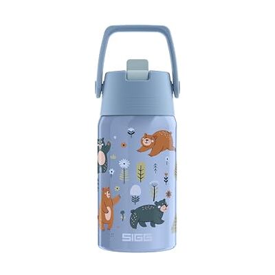 Sigg – drickflaska i rostfritt stål för barn – Shield FLIP Wild Bear – lämplig för kolsyrade drycker – läckagesäker – fjäderlätt – BPA-fri – sport och skola – blå med björnar – 0,5 l Sigg – drickflaska i rostfritt stål för barn – Shield FLIP Wild Bear – lämplig för kolsyrade drycker – läckagesäker – fjäderlätt – BPA-fri – sport och skola – blå med björnar – 0,5 l