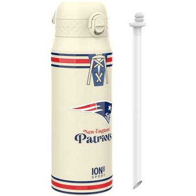 Ion8 NFL New England Patriots Sport Vattenflaska Med Avtagbart Sugrör, 750ml/24oz, Läckagesäker Vakuumisolerad Dricksflaska, Lätt Att Öppna, Säker Låsning, Diskmaskinssäker, Flipplock, Metallflaska Ion8 NFL New England Patriots Sport Vattenflaska Med Avtagbart Sugrör, 750ml/24oz, Läckagesäker Vakuumisolerad Dricksflaska, Lätt Att Öppna, Säker Låsning, Diskmaskinssäker, Flipplock, Metallflaska
