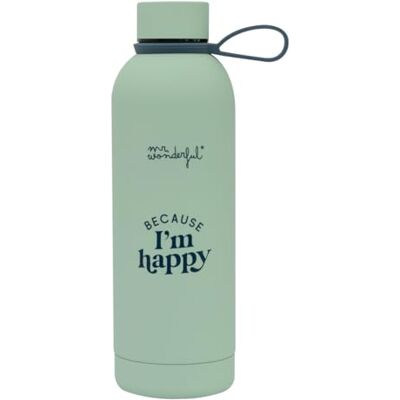 Mr. Wonderful Rostfritt Stål Isolerad Flaska - 550ml - 'because Im Happy' Mr. Wonderful Rostfritt Stål Isolerad Flaska - 550ml - 'because Im Happy'