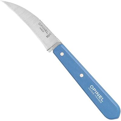 OPINEL Grönsakskniv för vuxna, nr 114, rostfritt sandvikstål, böjt, ljusblått bokträhandtag, kockkniv, flerfärgad, en storlek OPINEL Grönsakskniv för vuxna, nr 114, rostfritt sandvikstål, böjt, ljusblått bokträhandtag, kockkniv, flerfärgad, en storlek