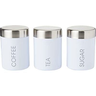 Premier Housewares Liberty te, kaffe- och sockerbehållare, inkrementella höjder, steghöjder – set med 3, blå/grå, H 13 x B 9,50 x D 9,50 cm Premier Housewares Liberty te, kaffe- och sockerbehållare, inkrementella höjder, steghöjder – set med 3, blå/grå, H 13 x B 9,50 x D 9,50 cm