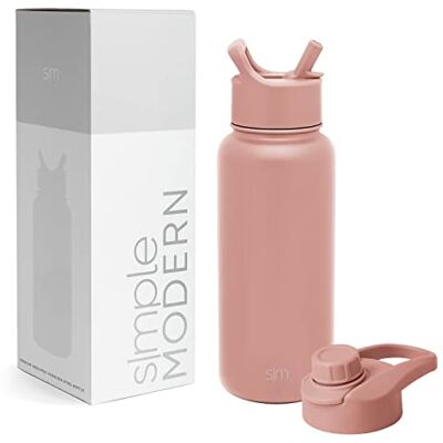 Simple Modern Enkel modern vattenflaska med sugrör och lock Isolerad termos i rostfritt stål för sportgym Summit Collection 950 ml Mauve Me Simple Modern Enkel modern vattenflaska med sugrör och lock Isolerad termos i rostfritt stål för sportgym Summit Collection 950 ml Mauve Me
