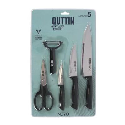 Quttin Set med 5 knivar, skalare och saxar med nollsamling, köksknivset, professionellt knivset, kvalitetsknivset Quttin Set med 5 knivar, skalare och saxar med nollsamling, köksknivset, professionellt knivset, kvalitetsknivset