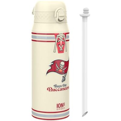 Ion8 NFL Tampa Bay Buccaneers Sport Vattenflaska Med Avtagbart Sugrör, 750ml/24oz, Läckagesäker Vakuumisolerad Dricksflaska, Lätt Att Öppna, Säker Låsning, Diskmaskinssäker, Flipplock, Metallflaska Ion8 NFL Tampa Bay Buccaneers Sport Vattenflaska Med Avtagbart Sugrör, 750ml/24oz, Läckagesäker Vakuumisolerad Dricksflaska, Lätt Att Öppna, Säker Låsning, Diskmaskinssäker, Flipplock, Metallflaska
