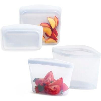 Stasher 4-pack genomskinlig förvaring: mellanmål, smörgås, skål 2-kopp, skål 4-kopp Stasher 4-pack genomskinlig förvaring: mellanmål, smörgås, skål 2-kopp, skål 4-kopp