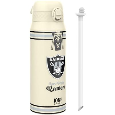 Ion8 NFL Las Vegas Raiders Sport Vattenflaska Med Avtagbart Sugrör, 750ml/24oz, Läckagesäker Vakuumisolerad Dricksflaska, Lätt Att Öppna, Säker Låsning, Diskmaskinssäker, Flipplock, Metallflaska Ion8 NFL Las Vegas Raiders Sport Vattenflaska Med Avtagbart Sugrör, 750ml/24oz, Läckagesäker Vakuumisolerad Dricksflaska, Lätt Att Öppna, Säker Låsning, Diskmaskinssäker, Flipplock, Metallflaska