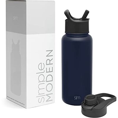 Simple Modern Botella de Agua con Pajita och dryckeslock Isolerad termosflaska i rostfritt stål för sport och gym Summit Collection 950 ml Deep Ocean Simple Modern Botella de Agua con Pajita och dryckeslock Isolerad termosflaska i rostfritt stål för sport och gym Summit Collection 950 ml Deep Ocean