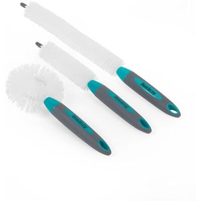 Beldray LA082770EU7 flaskborstar i 3-pack böjbart borsthuvud halkfritt handtag mjuka borst turkos/vit, blå, liten Beldray LA082770EU7 flaskborstar i 3-pack böjbart borsthuvud halkfritt handtag mjuka borst turkos/vit, blå, liten
