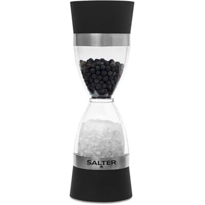 Salter 7611 BKXRUP 2-i-1 mekanisk salt- och pepparkvarn, dubbelsidig kryddkvarn, justerbar slipning från fin till Coarse, keramisk kvarn, kompakt design Salter 7611 BKXRUP 2-i-1 mekanisk salt- och pepparkvarn, dubbelsidig kryddkvarn, justerbar slipning från fin till Coarse, keramisk kvarn, kompakt design