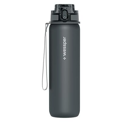 Wessper Active Max Triline vattenflaska med tidsmarkering BPA-fri, Tritan drickflaska 500 ml, läckagesäker sportflaska för cykel skola barn sport, grå Wessper Active Max Triline vattenflaska med tidsmarkering BPA-fri, Tritan drickflaska 500 ml, läckagesäker sportflaska för cykel skola barn sport, grå