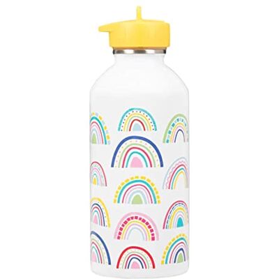 DRAEGER Drieger Paris vattenflaska i rostfritt stål, lätt att rengöra, återanvändbar vattenflaska, perfekt för park, skola, 300 ml kapacitet, 17 cm x 6,5 cm, vit – tema: regnbåge DRAEGER Drieger Paris vattenflaska i rostfritt stål, lätt att rengöra, återanvändbar vattenflaska, perfekt för park, skola, 300 ml kapacitet, 17 cm x 6,5 cm, vit – tema: regnbåge