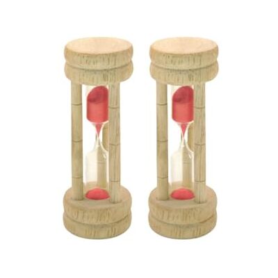 FACKELMANN 9940350 set med 2 timglas i trä, timglas, timglas 3 minuter, trä, sand, glas, röd, 10 x 3,5 cm FACKELMANN 9940350 set med 2 timglas i trä, timglas, timglas 3 minuter, trä, sand, glas, röd, 10 x 3,5 cm