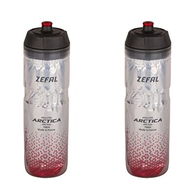 ZEFAL Arctica 75 Pack Set med två cykelbehållare 750 ml isolerad cykelflaska luktfri och vattentät BPA-fri sportbehållare silver/röd ZEFAL Arctica 75 Pack Set med två cykelbehållare 750 ml isolerad cykelflaska luktfri och vattentät BPA-fri sportbehållare silver/röd