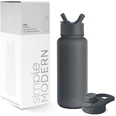 Simple Modern Enkel modern vattenflaska med sugrör och tugglock vakuumisolerat rostfritt stål metall termosflaskor återanvändbar läckagesäker BPA-fri flaska för gymsport Summit Collection 32 oz grafit Simple Modern Enkel modern vattenflaska med sugrör och tugglock vakuumisolerat rostfritt stål metall termosflaskor återanvändbar läckagesäker BPA-fri flaska för gymsport Summit Collection 32 oz grafit