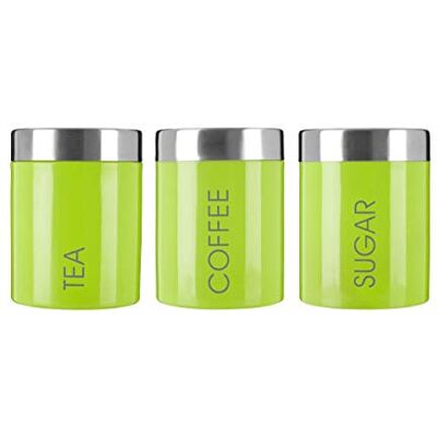 Premier Housewares Liberty te kaffe och sockerbehållare – set med 3-limegrön, rostfritt stål Premier Housewares Liberty te kaffe och sockerbehållare – set med 3-limegrön, rostfritt stål