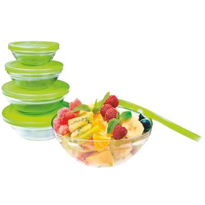 Jocca 5 st glasskålsset med lock, anti-DRIP-grön-av -4497V, 18 x 10 x 18 cm Jocca 5 st glasskålsset med lock, anti-DRIP-grön-av -4497V, 18 x 10 x 18 cm
