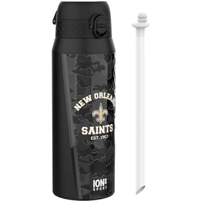 Ion8 NFL New Orleans Saints Sport Vattenflaska Med Avtagbart Sugrör, 750ml/24oz, Läckagesäker Vakuumisolerad Dricksflaska, Lätt Att Öppna, Säker Låsning, Diskmaskinssäker, Flipplock, Metallflaska Ion8 NFL New Orleans Saints Sport Vattenflaska Med Avtagbart Sugrör, 750ml/24oz, Läckagesäker Vakuumisolerad Dricksflaska, Lätt Att Öppna, Säker Låsning, Diskmaskinssäker, Flipplock, Metallflaska