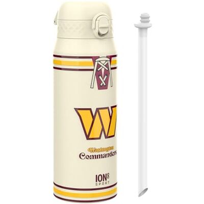 Ion8 NFL Washington Commanders Sport Vattenflaska Med Avtagbart Sugrör, 750ml/24oz, Läckagesäker Vakuumisolerad Dricksflaska, Lätt Att Öppna, Säker Låsning, Diskmaskinssäker, Flipplock, Metallflaska Ion8 NFL Washington Commanders Sport Vattenflaska Med Avtagbart Sugrör, 750ml/24oz, Läckagesäker Vakuumisolerad Dricksflaska, Lätt Att Öppna, Säker Låsning, Diskmaskinssäker, Flipplock, Metallflaska