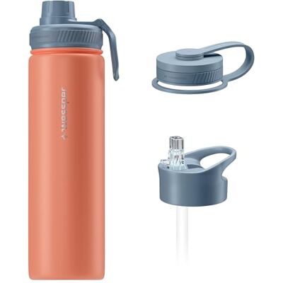 Wessper Vattenflaska i rostfritt stål, termosflaska för sport och utomhus med 3 reservlock, vattenflaska för varma och kalla drycker, BPA-fri 700 ml, rosa Wessper Vattenflaska i rostfritt stål, termosflaska för sport och utomhus med 3 reservlock, vattenflaska för varma och kalla drycker, BPA-fri 700 ml, rosa