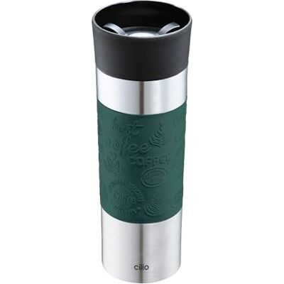 Cilio Vakuumdryckesmugg VIAGGIO termosmugg i rostfritt stål to go plastlock 360° drickförslutning Dubbelväggssystem okrossbar och läckagesäker 500 ml, höjd: 22,5 cm mörkgrön Cilio Vakuumdryckesmugg VIAGGIO termosmugg i rostfritt stål to go plastlock 360° drickförslutning Dubbelväggssystem okrossbar och läckagesäker 500 ml, höjd: 22,5 cm mörkgrön