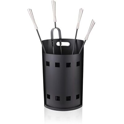 Relaxdays Eldstad köksredskapssats 5 stycken i Eimer, Poiler, Spade, Tång, Svart/Silver 63 x 25 x 15 cm Relaxdays Eldstad köksredskapssats 5 stycken i Eimer, Poiler, Spade, Tång, Svart/Silver 63 x 25 x 15 cm