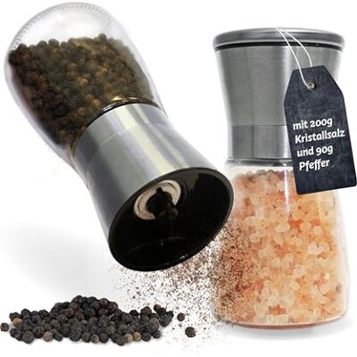 Küper Selection – set med 2 kryddkvarnar – med svartpeppar och rosa kristallsalt – salt och pepparkvarn – set med 2 kryddor – 90 g peppar – 200 g salt Küper Selection – set med 2 kryddkvarnar – med svartpeppar och rosa kristallsalt – salt och pepparkvarn – set med 2 kryddor – 90 g peppar – 200 g salt
