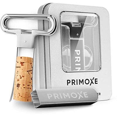 Primoxe Ah So Two Prong Vinkorkborttagare med flasköppnare – professionell dragare i rostfritt stål – extraktor för öppning och vintage insamling – perfekt present för finsmakare och samlare att Primoxe Ah So Two Prong Vinkorkborttagare med flasköppnare – professionell dragare i rostfritt stål – extraktor för öppning och vintage insamling – perfekt present för finsmakare och samlare att