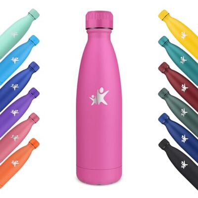 KollyKolla Termisk flaska, 500ml, Vattenflaska i rostfritt stål, vakuumflaska med dubbelvägg, läckagesäker termos, barnflaska för sport, skola, gym, resor, kontor Mörkblå KollyKolla Termisk flaska, 500ml, Vattenflaska i rostfritt stål, vakuumflaska med dubbelvägg, läckagesäker termos, barnflaska för sport, skola, gym, resor, kontor Mörkblå