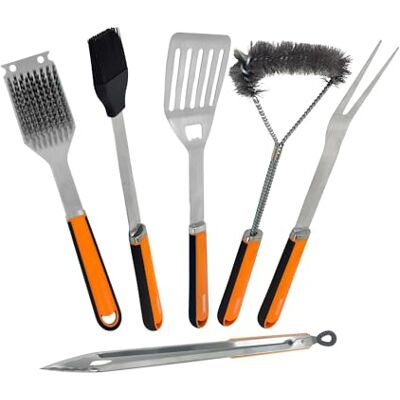 FACKELMANN Grillredskapsset, inklusive 6 tillbehör, rostfritt stål, polypropen och mjukt värmebeständigt handtag FACKELMANN Grillredskapsset, inklusive 6 tillbehör, rostfritt stål, polypropen och mjukt värmebeständigt handtag