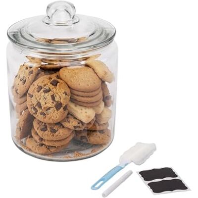Relaxdays Förvaringsburk i glas med lock, 4 l, lufttät, rund, transparent, 26 x 18 cm Relaxdays Förvaringsburk i glas med lock, 4 l, lufttät, rund, transparent, 26 x 18 cm