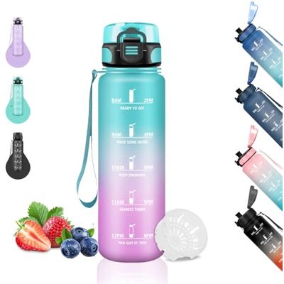 Grsta Vattenflaska för barn, 0,5 liter vattenflaska, motiverande vattenflaska, läckagefri, skolflaska med tidsskala, lätt att rengöra, flaskor för skola, camping, kontor, resor, grön-rosa Grsta Vattenflaska för barn, 0,5 liter vattenflaska, motiverande vattenflaska, läckagefri, skolflaska med tidsskala, lätt att rengöra, flaskor för skola, camping, kontor, resor, grön-rosa