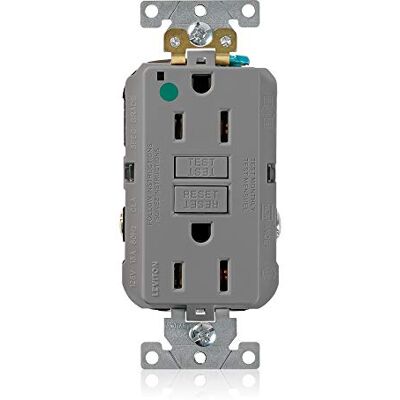 Leviton GFNT1-HGG 15A-125V extra kraftig sjukhuskvalitet icke-manipuleringsbeständig duplex självtest GFCI-behållare, grå, 15-amp Leviton GFNT1-HGG 15A-125V extra kraftig sjukhuskvalitet icke-manipuleringsbeständig duplex självtest GFCI-behållare, grå, 15-amp