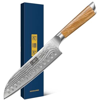 HOSHANHO Santoku kniv damaskkniv, 18 cm vass kockkniv, 67 lager damaskstål kökskniv, japansk kniv med ergonomiskt handtag presentförpackning HOSHANHO Santoku kniv damaskkniv, 18 cm vass kockkniv, 67 lager damaskstål kökskniv, japansk kniv med ergonomiskt handtag presentförpackning