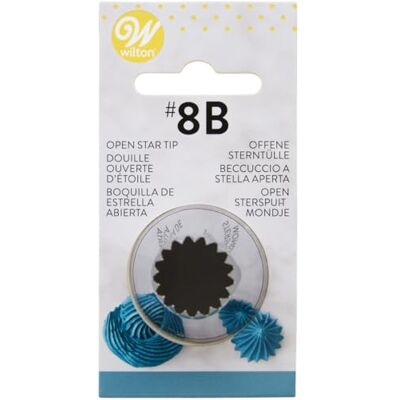 Wilton spritstyll #8B öppen stjärntyll, rostfritt stål pip för spritspåse, återanvändbar spritpip för att dekorera tårtor cupcakes diskmaskinssäker, tårtdekoration Wilton spritstyll #8B öppen stjärntyll, rostfritt stål pip för spritspåse, återanvändbar spritpip för att dekorera tårtor cupcakes diskmaskinssäker, tårtdekoration