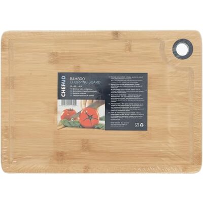 Chef Aid skärbräda i bambu 35 × 25 × 1,5 cm – robust bräda med juicespår och halkfria fötter – perfekt för skärning, hackning och servering Chef Aid skärbräda i bambu 35 × 25 × 1,5 cm – robust bräda med juicespår och halkfria fötter – perfekt för skärning, hackning och servering
