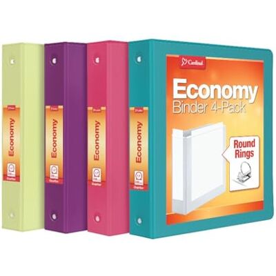 Oxford Cardinal 3 ringpärmar, 3,5 cm, runda ringar, rymmer 350 ark, ClearVue presentationsvy, non-stick blandade ljusa färger, 4-pack (79553) Oxford Cardinal 3 ringpärmar, 3,5 cm, runda ringar, rymmer 350 ark, ClearVue presentationsvy, non-stick blandade ljusa färger, 4-pack (79553)