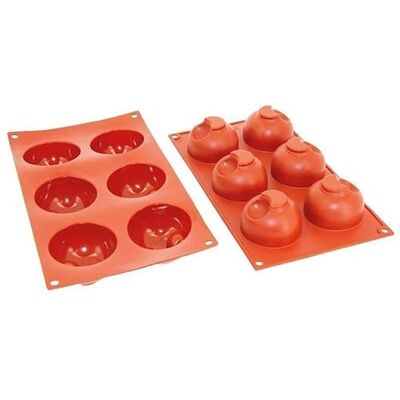 Déco Relief Silikonform 6 halva ihåliga sfärer d.67 x 40 mm bakform professionell utrustning, 8 små ugnar Déco Relief Silikonform 6 halva ihåliga sfärer d.67 x 40 mm bakform professionell utrustning, 8 små ugnar