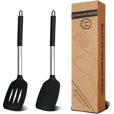 Cheerhom Stekspade silikon, 2 stycken köksredskap i silikon, värmebeständigt stekspade plast BPA-fri, silikonspatel kökskostym, svart kökshjälpmedel, non-stick spatel för matlagning Cheerhom Stekspade silikon, 2 stycken köksredskap i silikon, värmebeständigt stekspade plast BPA-fri, silikonspatel kökskostym, svart kökshjälpmedel, non-stick spatel för matlagning