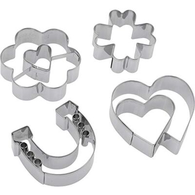 Westmark Kakformsset, olika motiv, rostfritt stål, lycka och kärlek, 4 stycken, silver, 31932260 Westmark Kakformsset, olika motiv, rostfritt stål, lycka och kärlek, 4 stycken, silver, 31932260