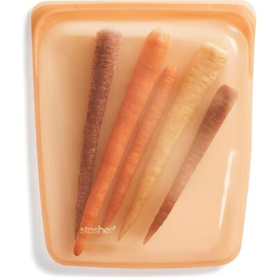 Stasher silikon återanvändbar förvaringsväska, 1/2 gallon (orange) Matlagningsbehållare lunch, resor, smink, gymväska Frys, ugn, mikrovågsugn, diskmaskinssäker, läckagesäker Stasher silikon återanvändbar förvaringsväska, 1/2 gallon (orange) Matlagningsbehållare lunch, resor, smink, gymväska Frys, ugn, mikrovågsugn, diskmaskinssäker, läckagesäker