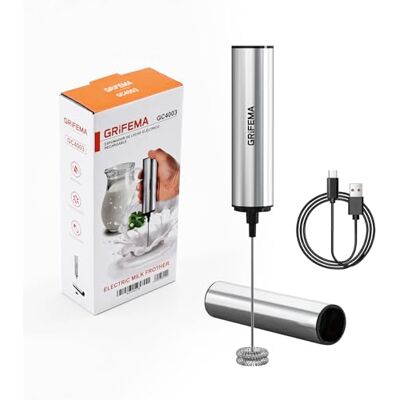 GRIFEMA Uppladdningsbar USB-mjölkskummare, elektrisk matcha-visp, 13 000 RPM, ergonomisk, lätt att rengöra, minivisp mjölkskum för cappuccino, kaffe, proteinshakes GRIFEMA Uppladdningsbar USB-mjölkskummare, elektrisk matcha-visp, 13 000 RPM, ergonomisk, lätt att rengöra, minivisp mjölkskum för cappuccino, kaffe, proteinshakes