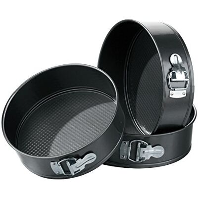 Premier Housewares 506203 tårtburkar set med 3 springform kakburk bakplåtsset mini ostkaka burkar kolstål bakplåtar non-stick beläggningsbehållare, svart, H 8 x B 27 x D 27 cm Premier Housewares 506203 tårtburkar set med 3 springform kakburk bakplåtsset mini ostkaka burkar kolstål bakplåtar non-stick beläggningsbehållare, svart, H 8 x B 27 x D 27 cm