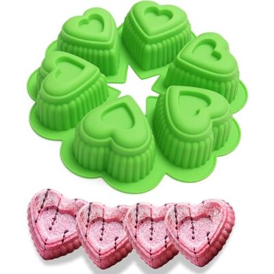 PARENCE BEHÅLLARE.- Hjärtformad silikonform med 6 urtag non-stick, återanvändbar, värmebeständig för kakor, cupcakes, choklad, tvål 25 x 25 x 5 cm PARENCE BEHÅLLARE.- Hjärtformad silikonform med 6 urtag non-stick, återanvändbar, värmebeständig för kakor, cupcakes, choklad, tvål 25 x 25 x 5 cm