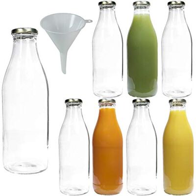 mikken Viva Haushaltswaren #34767# 8 x glasflaska med bred hals 1 000 ml med guldfärgat skruvlock, kan användas som mjölkflaska, juiceflaska och smoothieflaska (inklusive tratt Ø 9,5 cm) mikken Viva Haushaltswaren #34767# 8 x glasflaska med bred hals 1 000 ml med guldfärgat skruvlock, kan användas som mjölkflaska, juiceflaska och smoothieflaska (inklusive tratt Ø 9,5 cm)