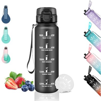 Grsta Vattenflaska, 500 ml, vattenflaska för barn, motiverande vattenflaska, läckagefri, vattenflaska med tidsskala, lätt att rengöra, vattenflaska med tider för att dricka, för skola, kontor, resor, svart Grsta Vattenflaska, 500 ml, vattenflaska för barn, motiverande vattenflaska, läckagefri, vattenflaska med tidsskala, lätt att rengöra, vattenflaska med tider för att dricka, för skola, kontor, resor, svart