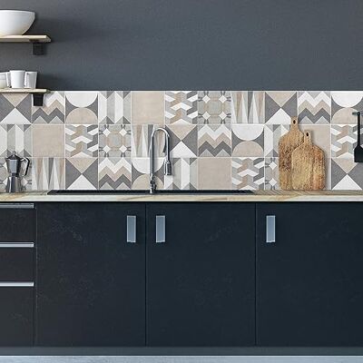 CREARREDA Kök Paraschizzi Panel Väggklistermärke Lätt att applicera Geometriska plattor 180 x 60 cm 100% Tillverkad i Italien, brandsäkra och vattentåliga stänkskydd PVC handfat CREARREDA Kök Paraschizzi Panel Väggklistermärke Lätt att applicera Geometriska plattor 180 x 60 cm 100% Tillverkad i Italien, brandsäkra och vattentåliga stänkskydd PVC handfat